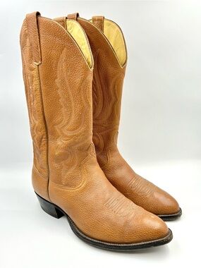 Anderson Bean Cowboy Boots Size 9.5 EE Wide Bullhide Leather Almond Cognac 2713C